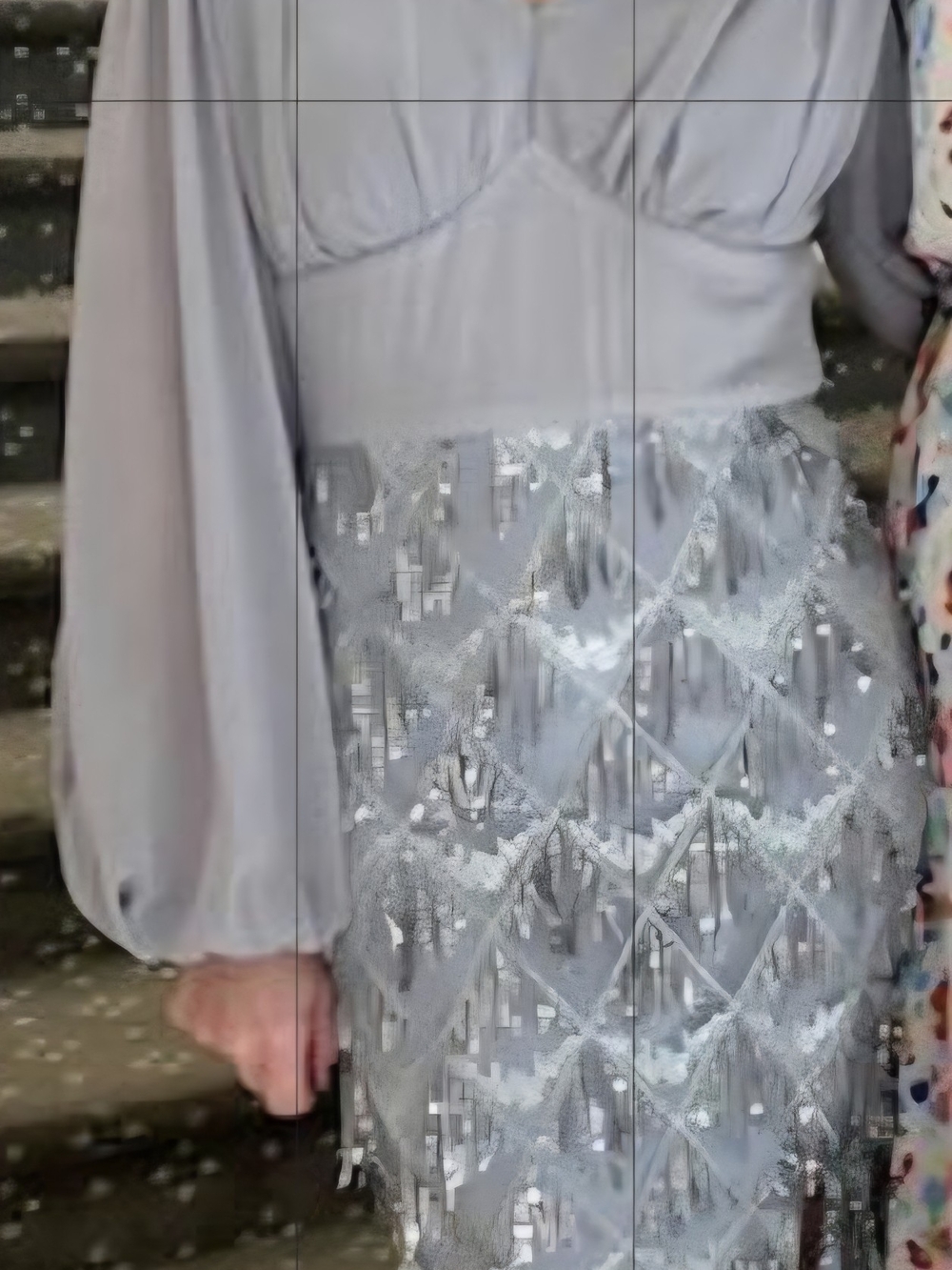 Elegant Silver Sequin Midi Skirt - Women's